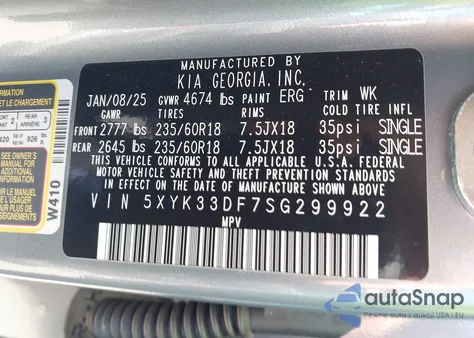 2025 Kia Sportage Ex from USA, damaged, VIN 5XYK33DF7SG299922